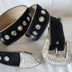 Lyz Charter Leather Crystal Vintage Western Belt